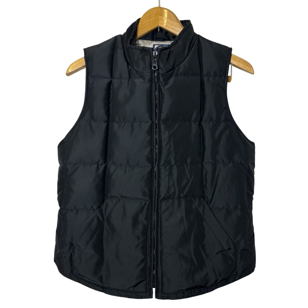 Vintage Gap Quilted Puffer Vest Size M Black Silver Lining Down-Filled Gorpcore